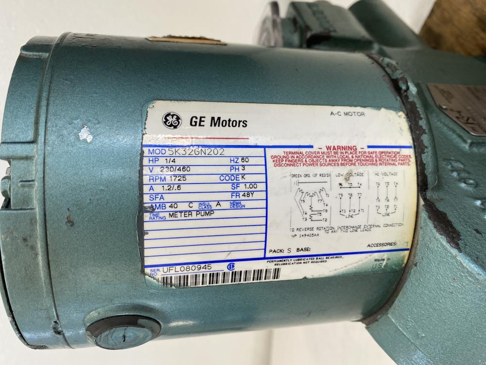 Milton Roy 6.2 GPH Controlled Volume Pump 5R120-117 w/ GE .25HP Motor 5K32GN202